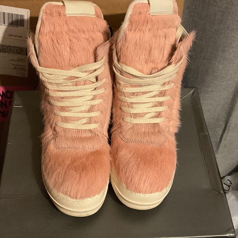 Rick Owens Pink Fur Geobaskets